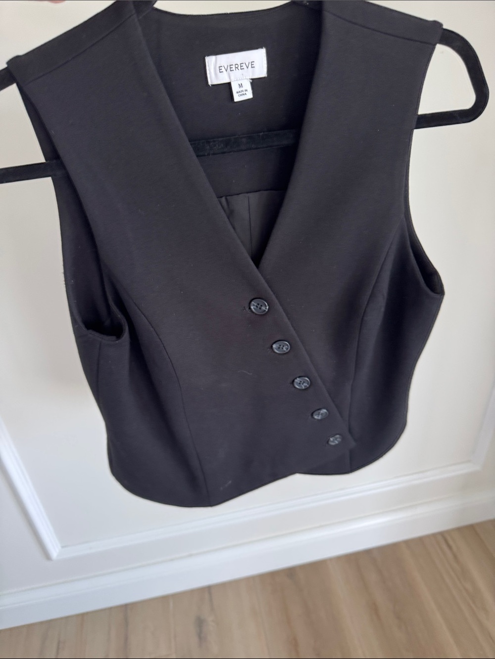 Evereve Black Asymmetrical Button-Front Vest